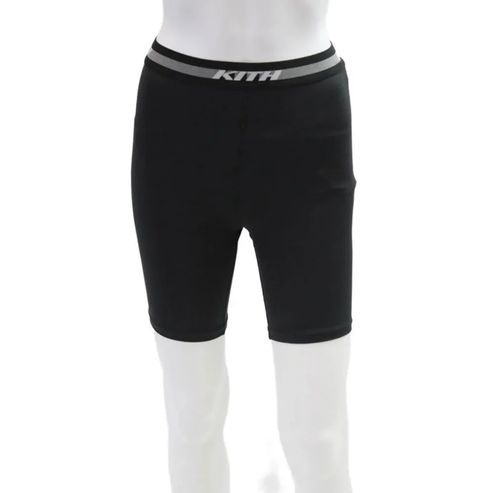 Kith Sport Womens Logo Waistband High Rise Short Shorts Black Size Extra Small